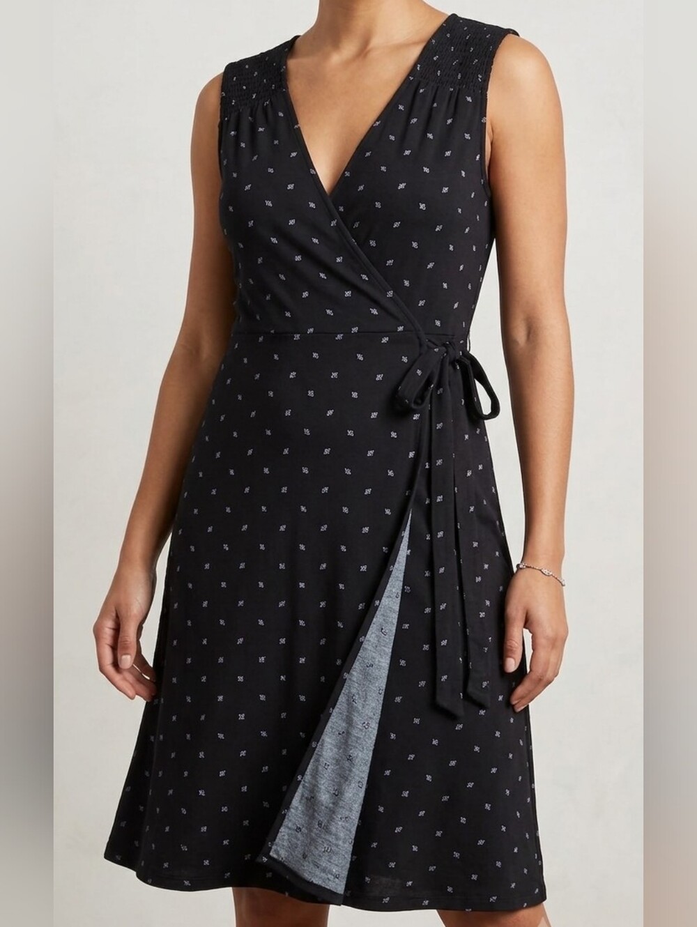 Universal Thread Black Printed Wrap Dress - Size L